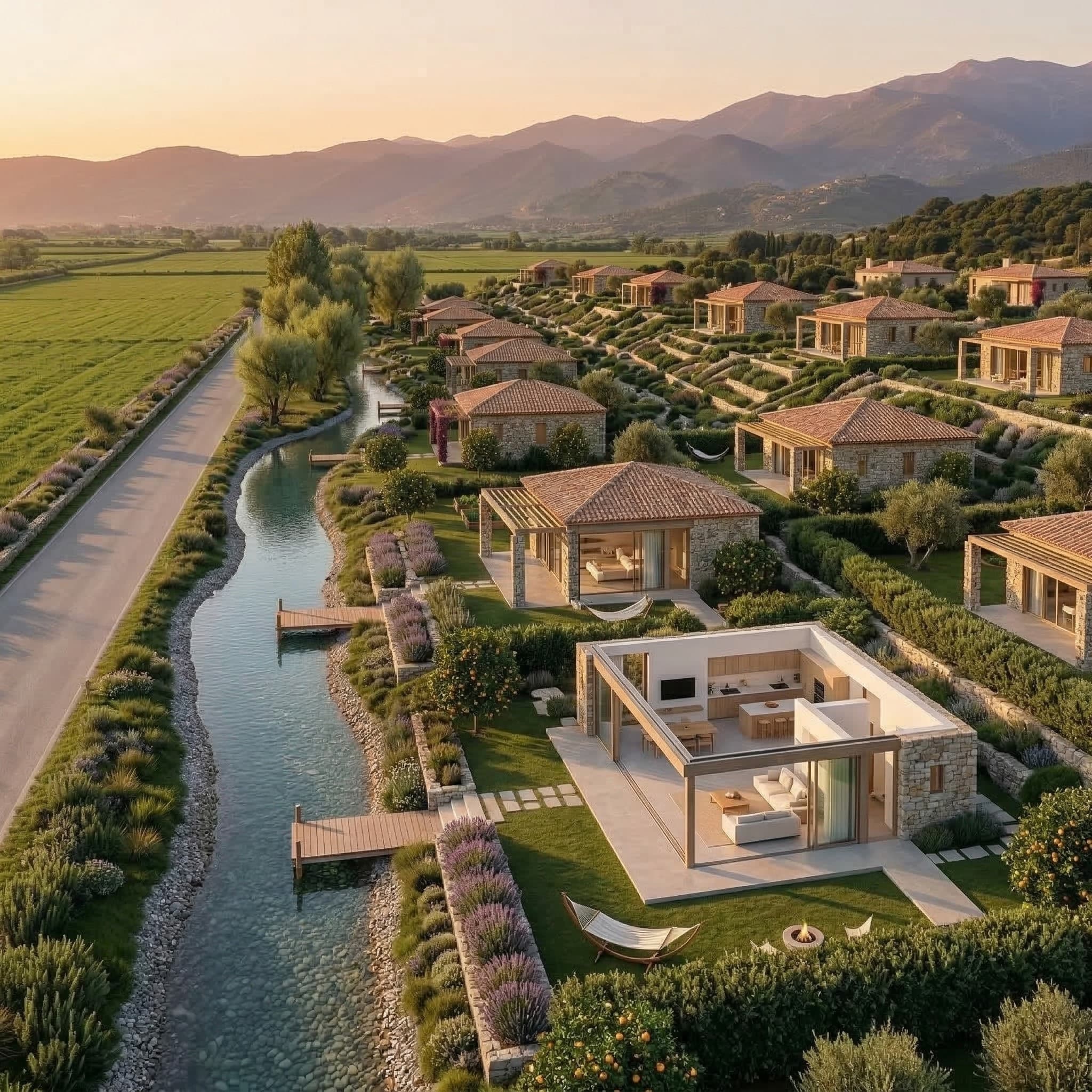 Exterior view of an Acheron Living villa